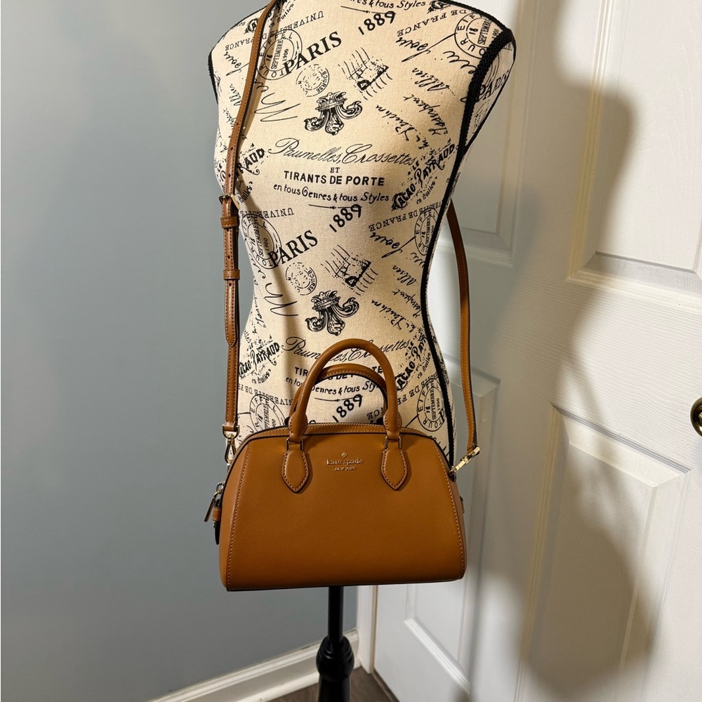 Kate Spade Madison Small Dolly Duffle Crossbody brown leather